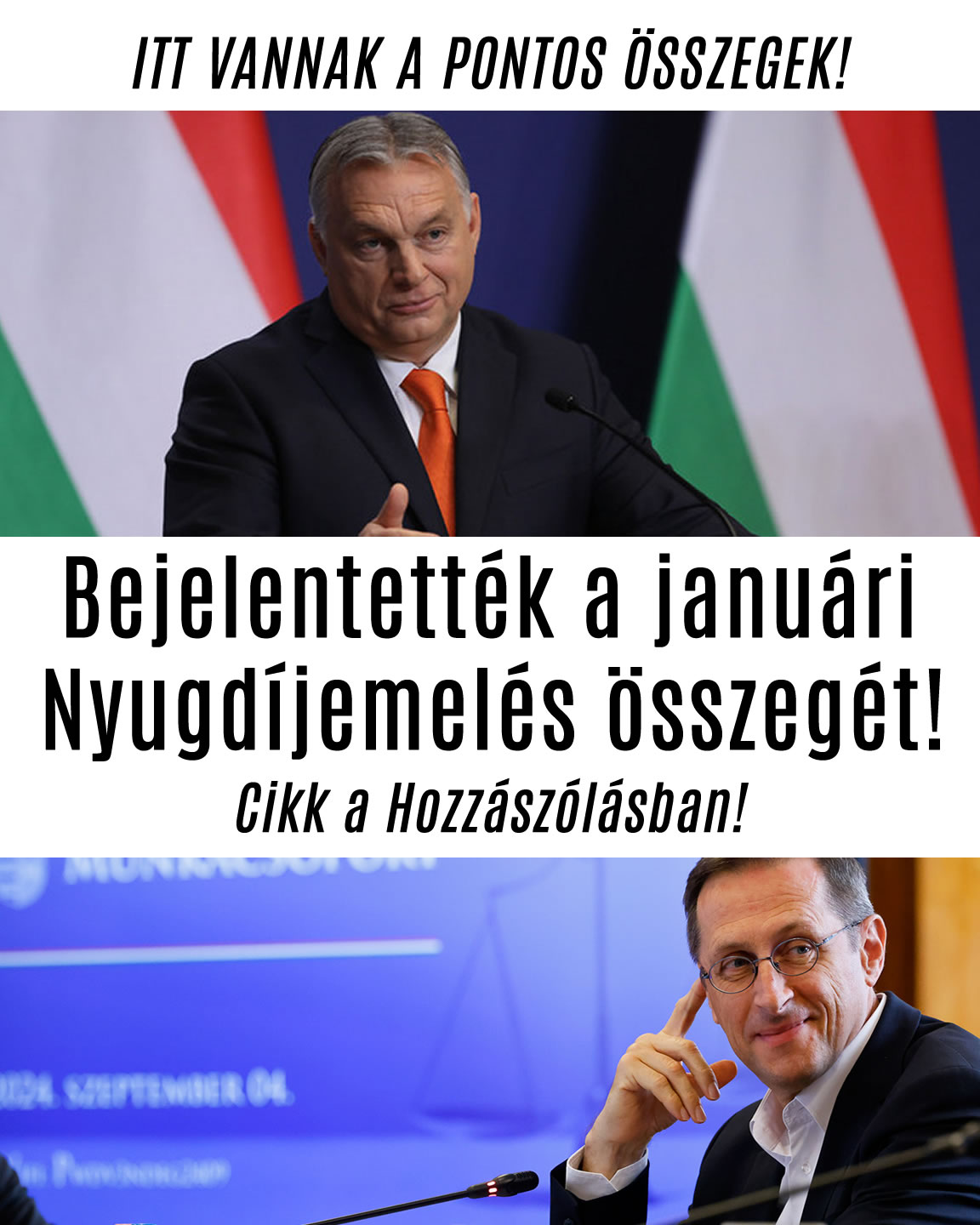 Bejelentették a januári Nyugdíjemelés összegét!