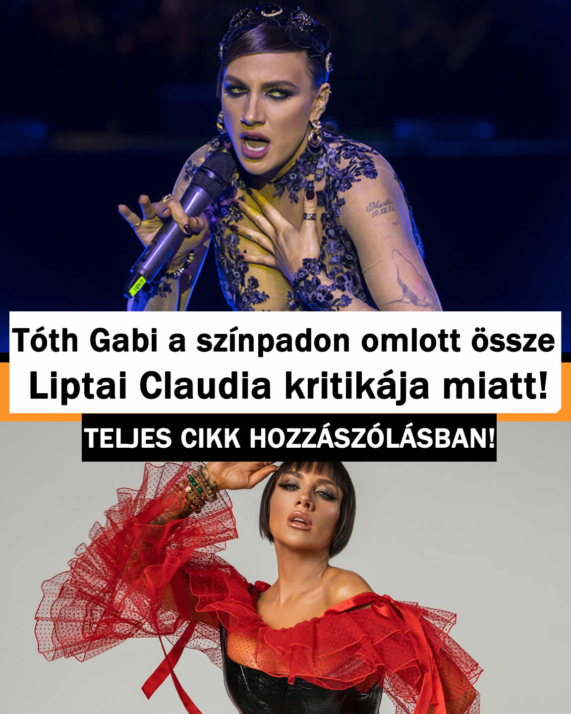 Tóth Gabi a színpadon omlott össze Liptai Claudia kritikája miatt!